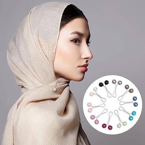 Miniatura 4 de Joez Wonderful Pinzas de hiyab para mujer, lindo clip para bufanda, alfileres de perlas, chal, bufanda musulmana, hiyab musulmán, clips de