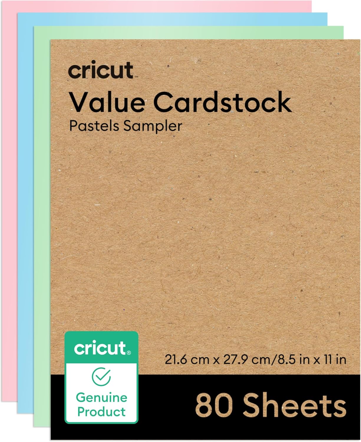 Cricut® Value Cardstock, Pastels Sampler – 8.5 in x 11 in (80 ct)