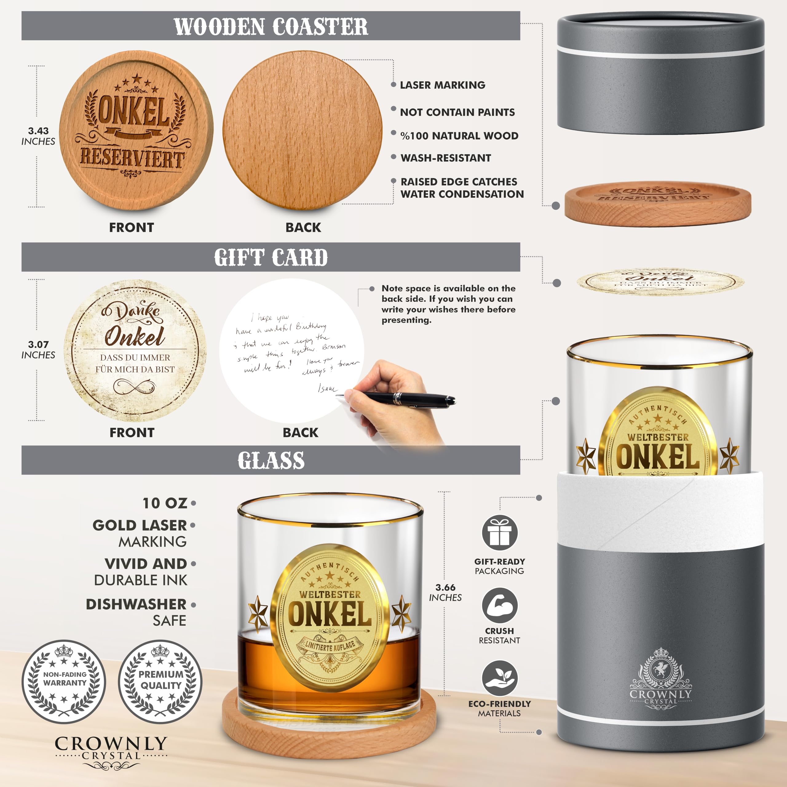 Personalisiertes Whiskyglas „Bester Onkel“ – Aus Kristall, In Geschenkbox, Bleifrei & Stylisch