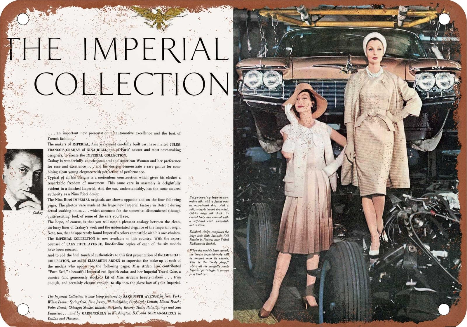 Miaomansenstore Metal Sign - 1960 Imperial Vintage Ad 01A - Old Retro Rusty Look Home Decor