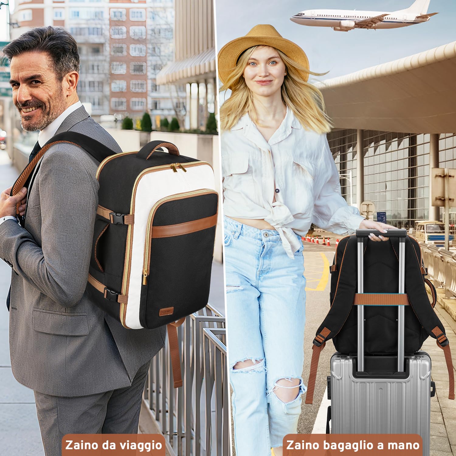 ETRONIK Zaino Ryanair 40X30X20, 24L Zaino Da Viaggio Con Tasca Umida, Bagaglio A Mano 40X30X20 Per Ryanair Easyjet ITA Airways & Volotea, Zaino PC Impermeabile Per 15 PC Portatile Per Donna Uomo