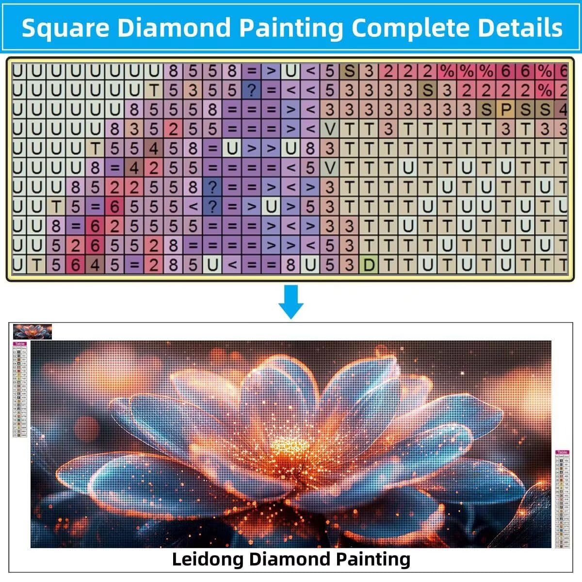 Malarstwo diamentowe 5D dla dorosłych, motyw lotosu, obraz "zrób to sam", obraz dla dzieci (80 x 200 cm), zestaw do malowania, zestaw do malowania diamentami, kryształki, rzemiosło, na prezent