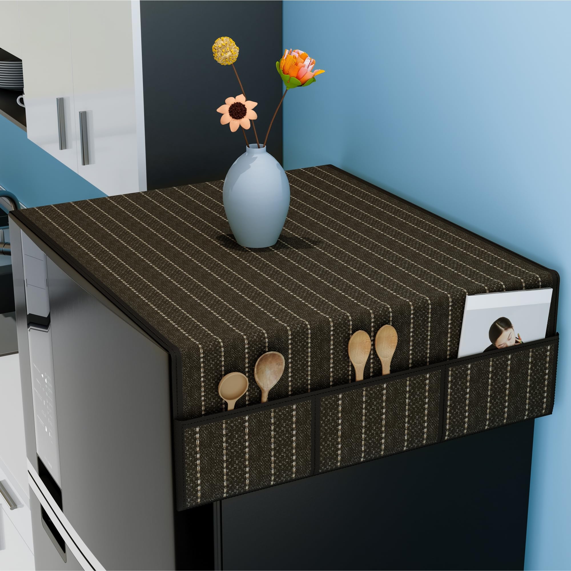 Fridge Top Cover with Pockets - Organize Your Kitchen! -8 Fridge Top Cover with Pockets - Organize Your Kitchen! -8