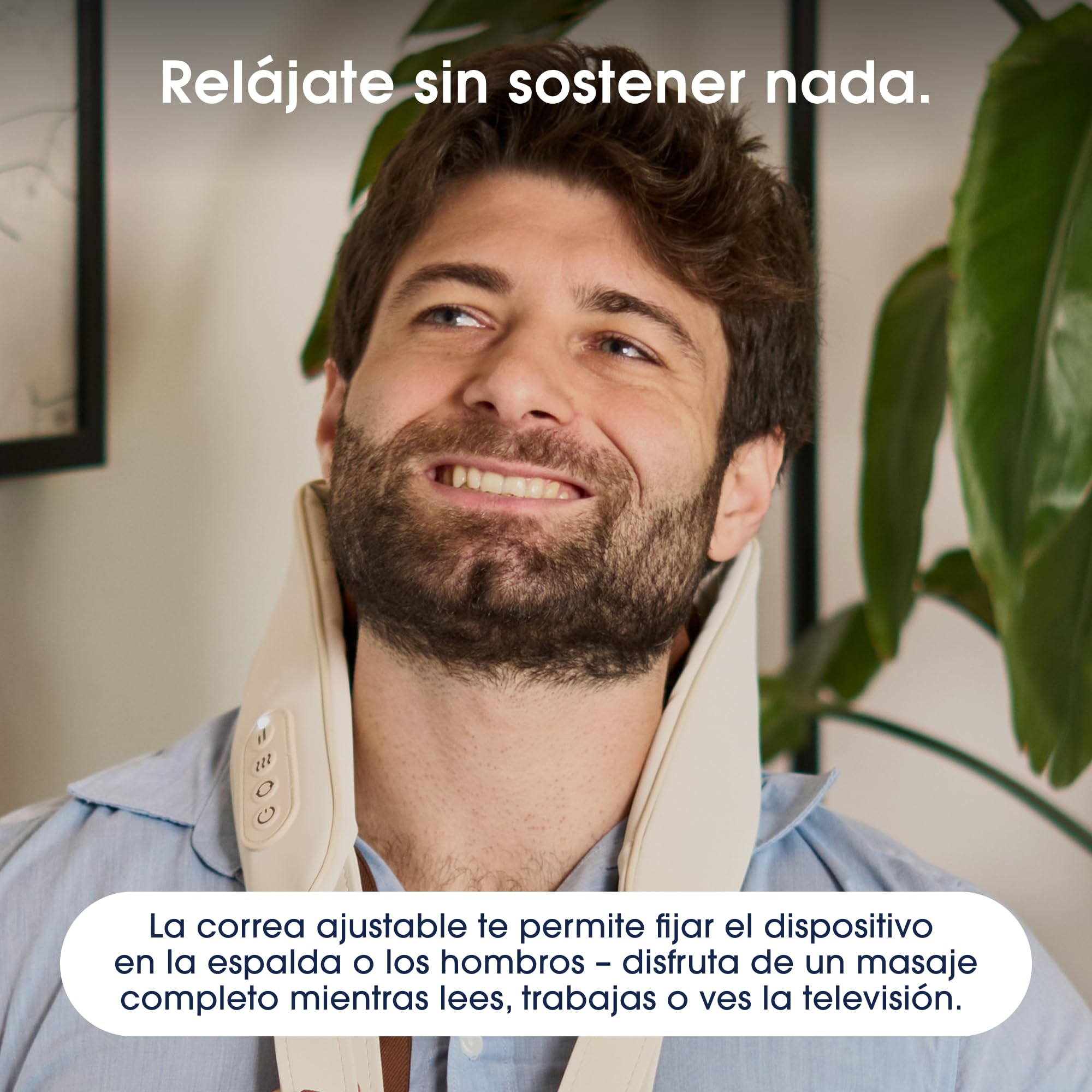 ZENT HandSense Masajeador Cervical y Espalda 6D Inalámbrico con Calor | Shiatsu de Cuello, Hombros y lumbares, 2 Velocidades, Batería 2500 mAh, 90 min