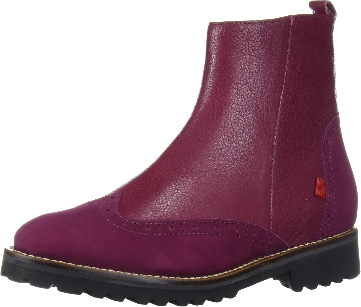 Marc Joseph New York Women's Genuine Leather Luxury EVA Lightweight Wingtip Boot Ankle, Merlot Mini grainy/Nubuck, 5 M US