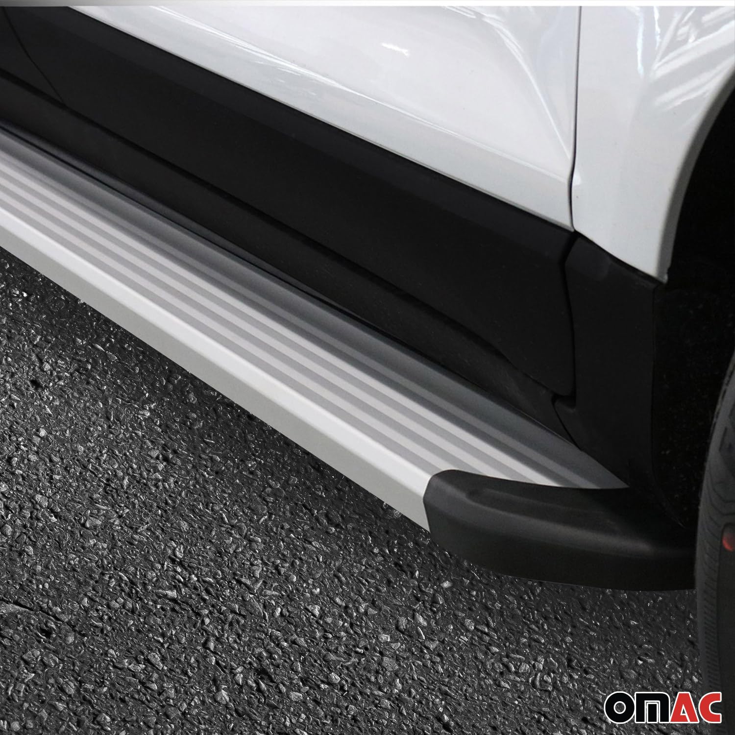 OMAC Seitenschweller Trittbretter Schweller kompatibel mit Jeep Grand Cherokee 2005-2012 Silber Alu