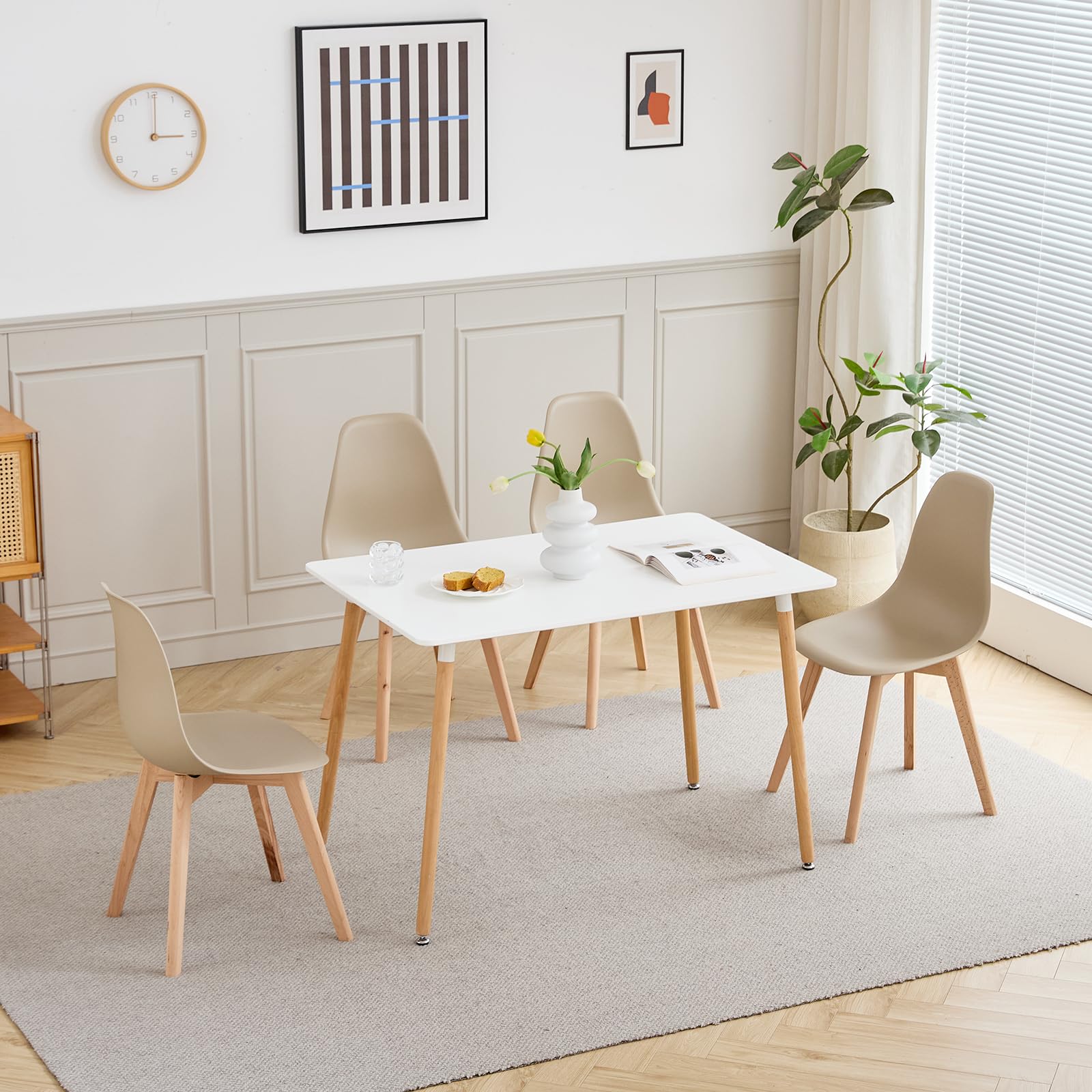 Set di 4 Sedie da Pranzo, Sedie da Ufficio, Gambe in Legno Massello di Faggio, Ideali per Sala da Pranzo, Cucina, Soggiorno, Bar (Cachi/4)