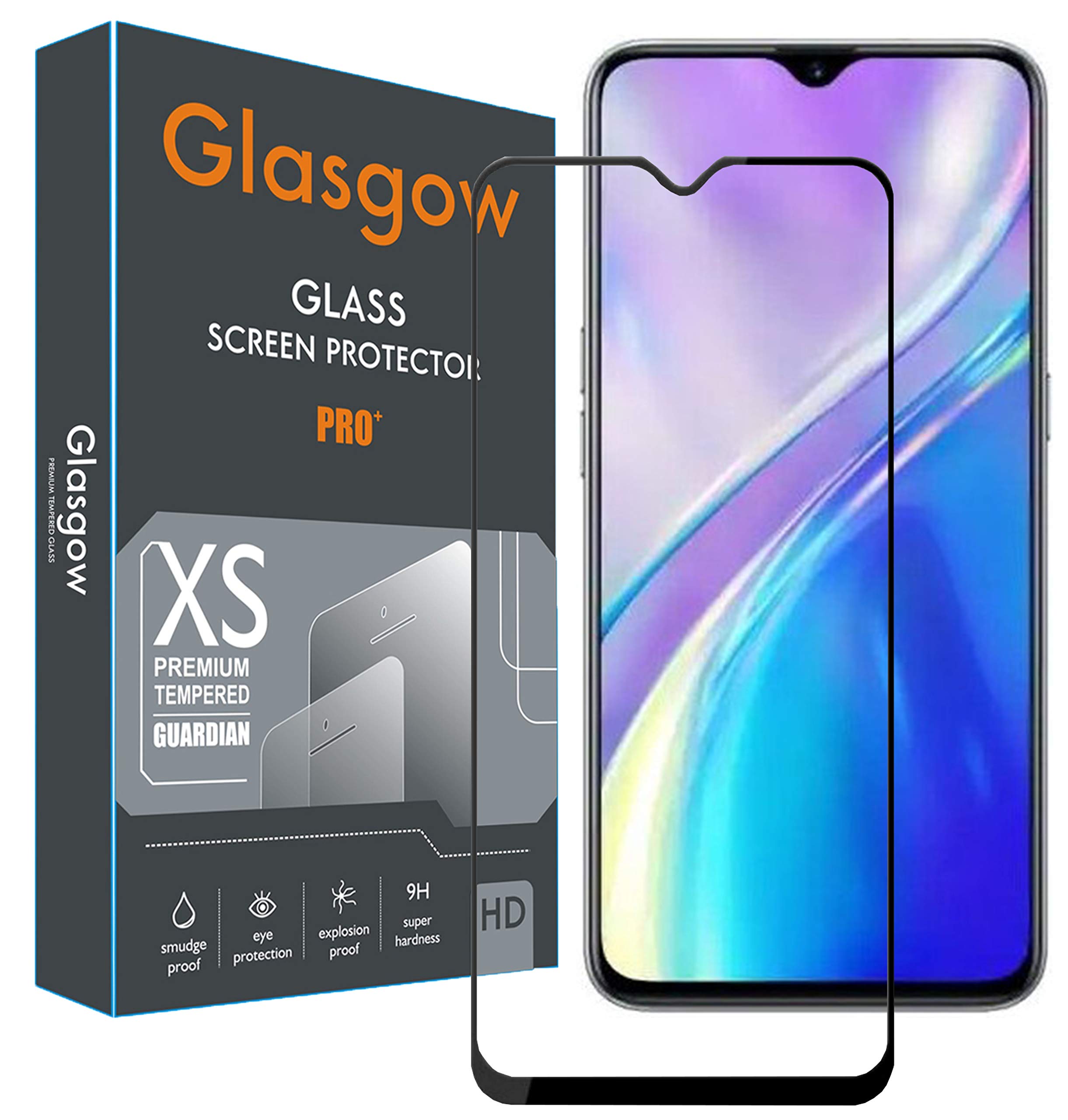 Glasgow Full Protection Tempered Glass for Realme X2 Top Notch Edge to Edge Full Screen Coverage [Anti-Scratch] [Gorilla] [Free Cleaning Kit Included] - Black (B082KS37T2) Amazon Price History, Amazon Price Tracker