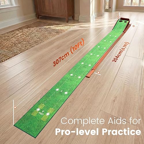 Miniatura 4 de Putting Green Indoor with Three-Level Adjustable Incline, Auto Ball Return - Easy to Fold Solid Wood Base, Golf Training Aid for Home, Office,