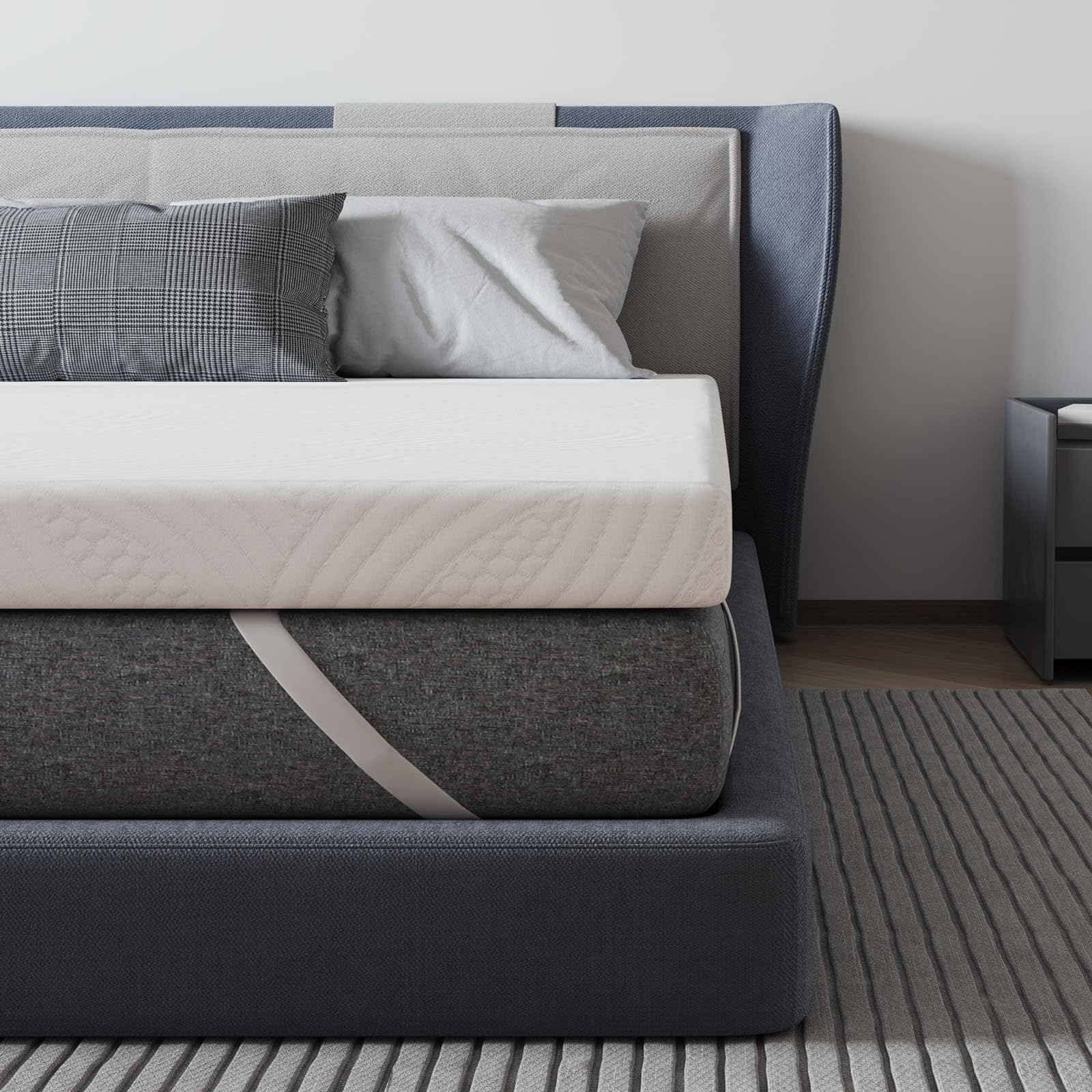 Avenco Topper Materasso 140x190 7.5cm, Sovramaterasso in Schiuma Comfort Fresco, Coprimaterasso Traspirante, Certificato CertiPUR-US per una Casa Sana, Fodera con Cerniera Lavabile
