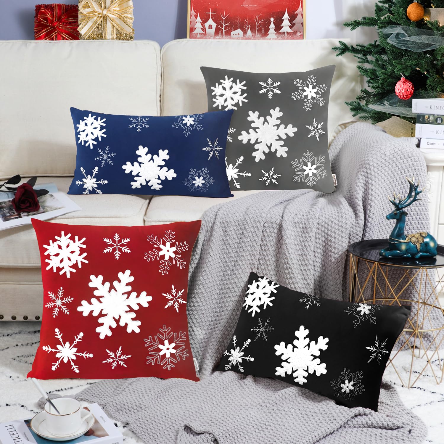 Housse De Coussin Noël Velours – Crèche Traditionnelle, Lavable, 50x50 Cm – Décoration Salon Chambre - 5