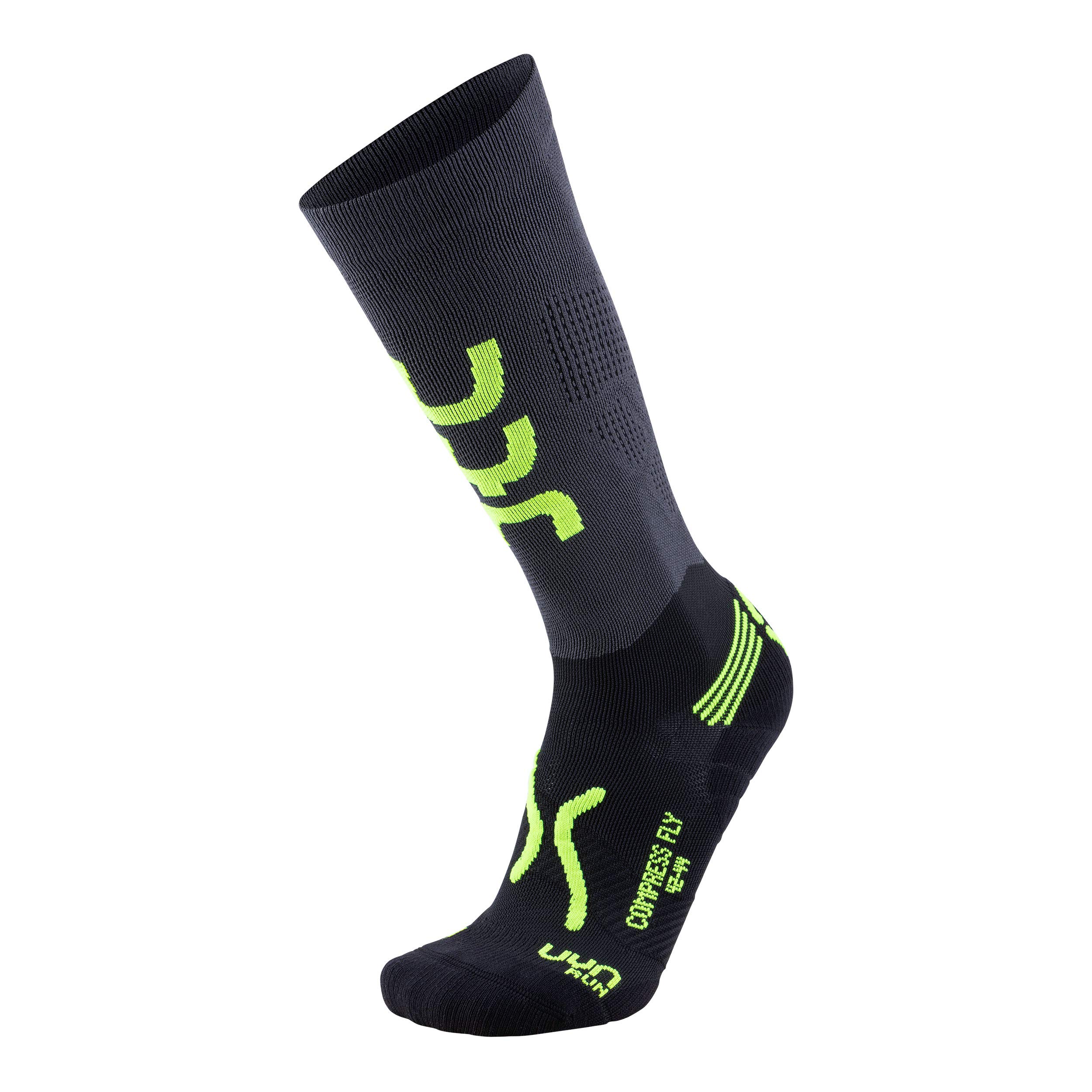UYN S100070 Run Compression Fly Socks Men'S Anthracite/Fluo Yellow 38