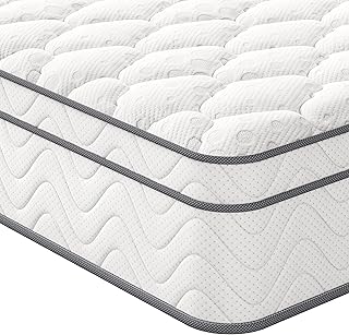 Vesgantti European King Mattress 160x200cm - 10.3 Inch Hybrid Mattress with Breathable Foam and Individually Pocket Spring - Medium Firm, Classic Box Top Collection