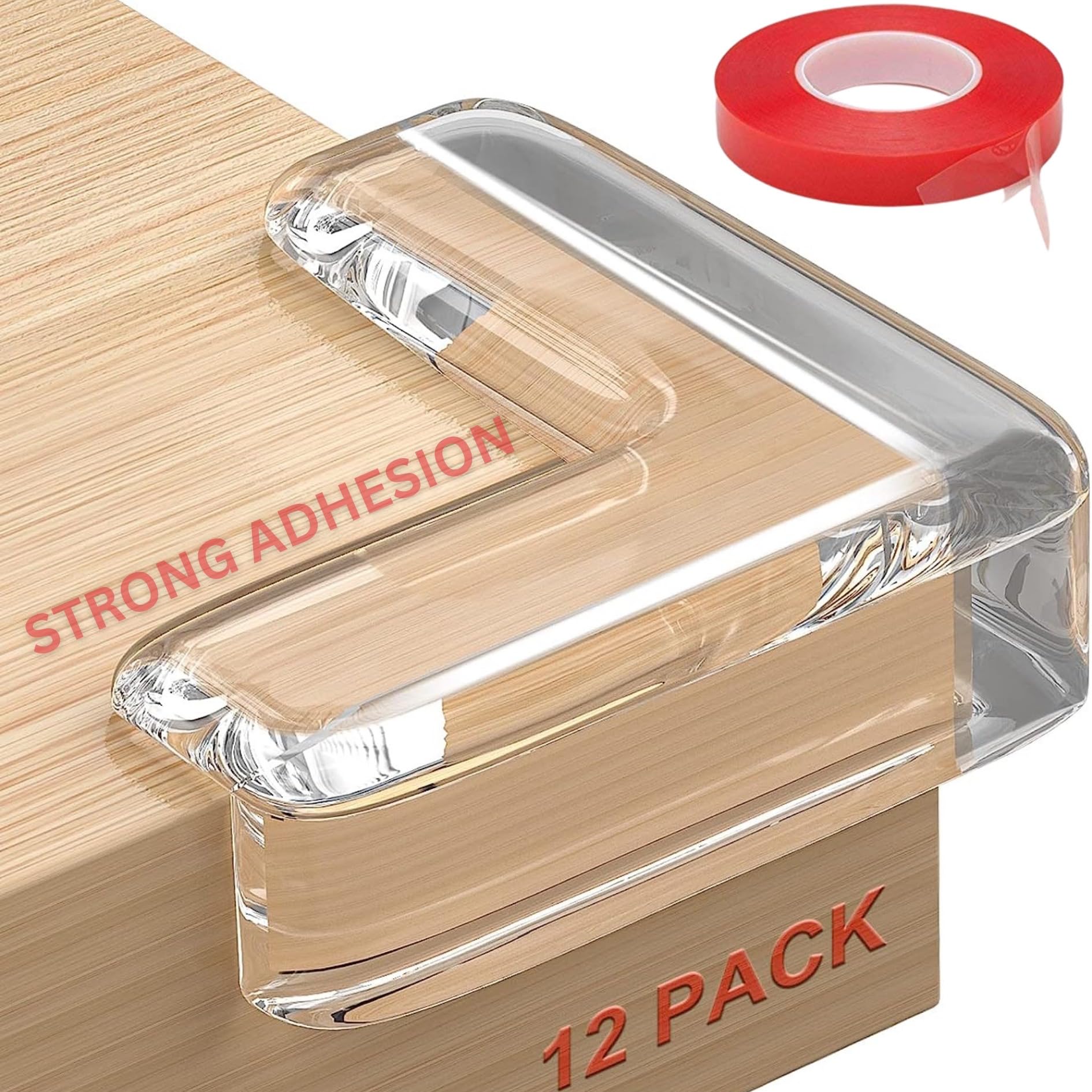 MOOZ Pack of 12 Baby Proofing Corner Products, Pre-Taped, Corner Protectors, Table Corner Protector for Baby, Corner Protector for Sharp Edges (12 Silicone Protector)