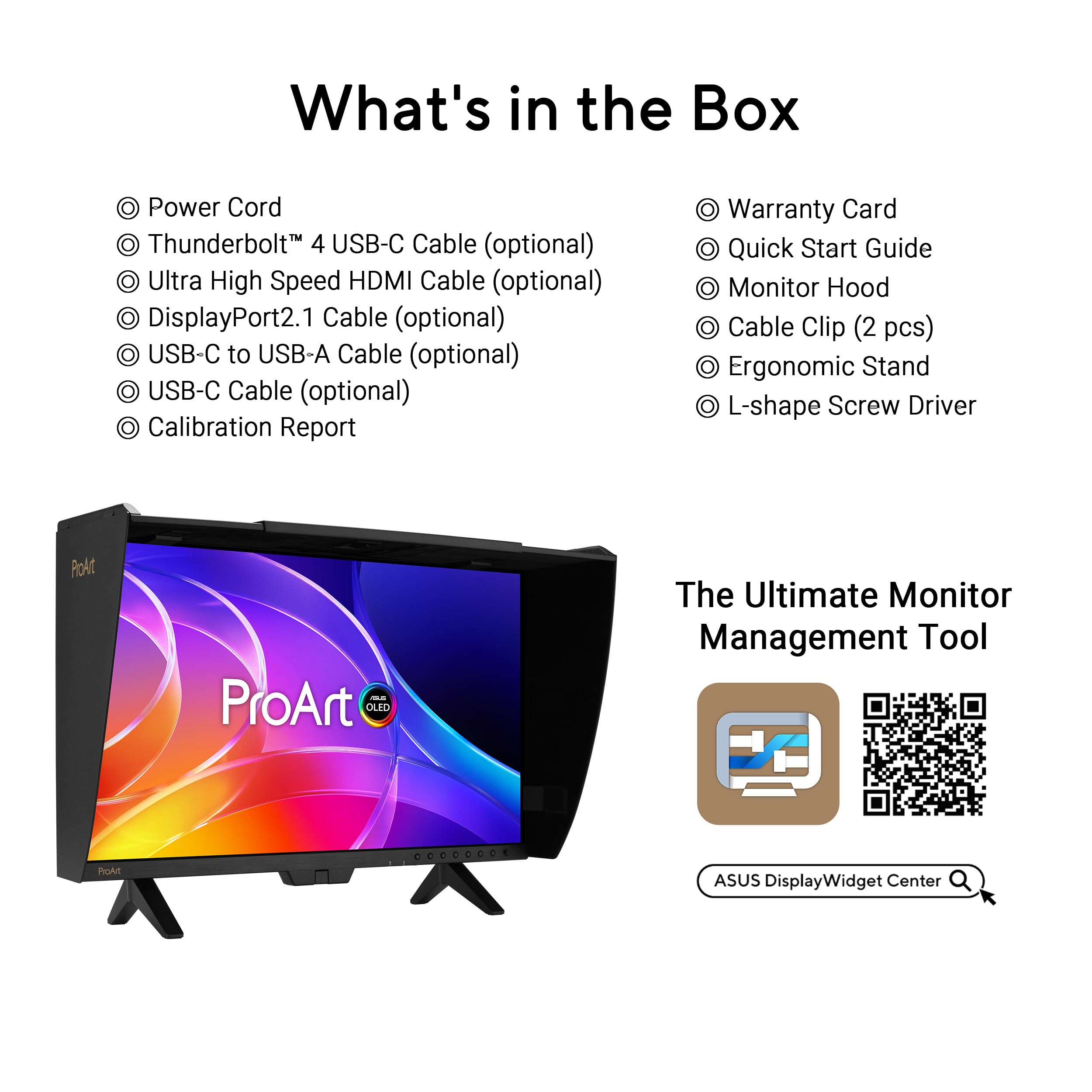 ASUS PROART DISPLAY OLED PA32USD, Monitor Professionale da 31,5", Nero | 4K UHD QD-OLED (3840x2160), 240Hz, 0,1ms, Colorimetro, Auto Calibrazione, Dolby Vision, Calman Verified, Supporto Ergonomico