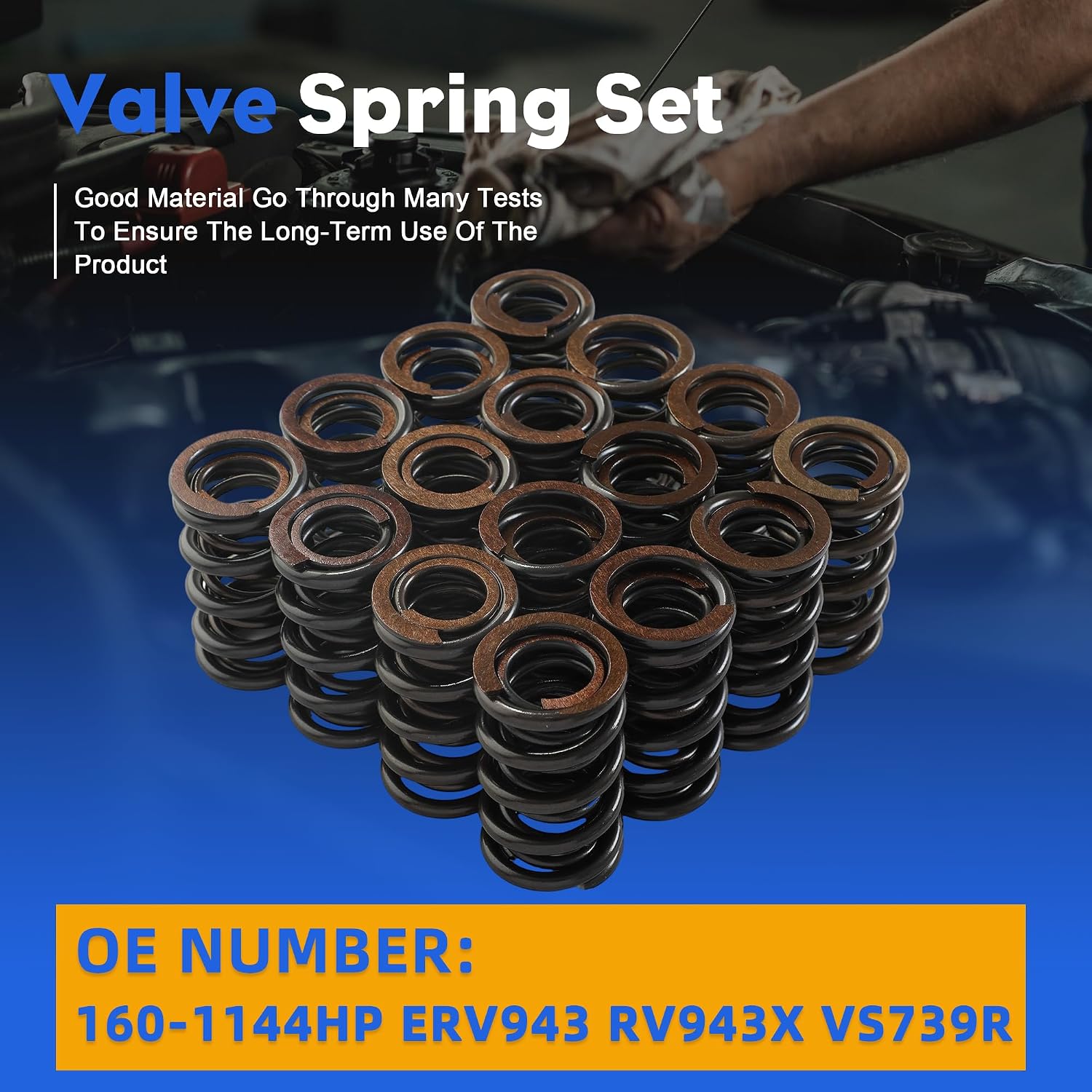 16pcs Max Lift 550 Valve Spring Set OE# RV943X VS-739R 160-1144HP | Fit For Chevrolet SBC 283 305 327 350 383 400 V8 1955-1993