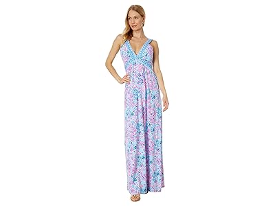 Lilly Pulitzer Serena V-Neck Maxi Dress (Celestial Blue Seek and Sea Engineered Maxi) Women