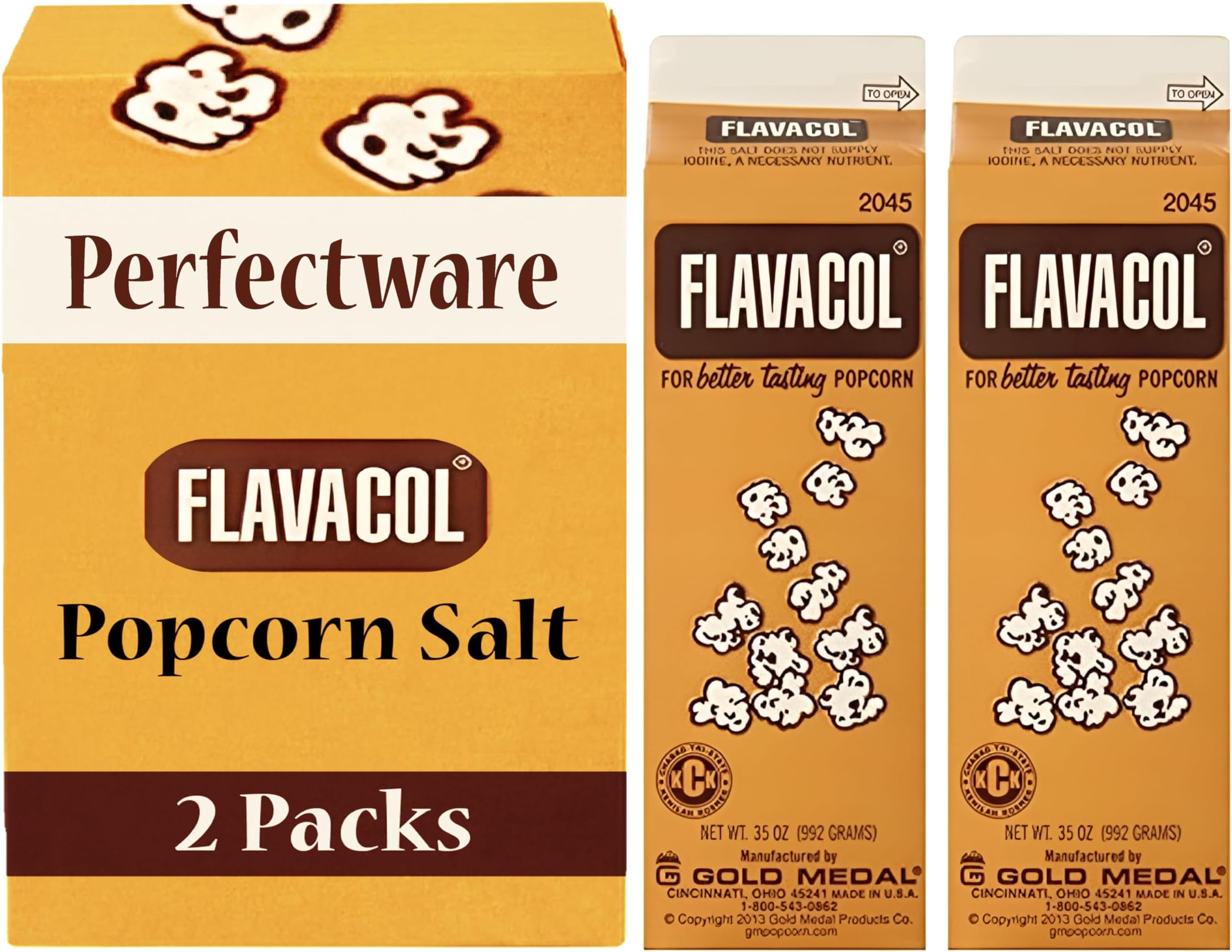 PerfectwarePWFlavacol2CT Flavacol Popcorn Season Salt - 35oz - Pack of 2 Cartons