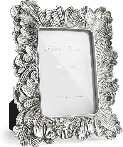 Miniatura 43 de Cuspin Marco de fotos de 5 x 7 pulgadas, marcos negros y dorados, marco de fotos de resina con textura ornamentada vintage hecha a mano con parte