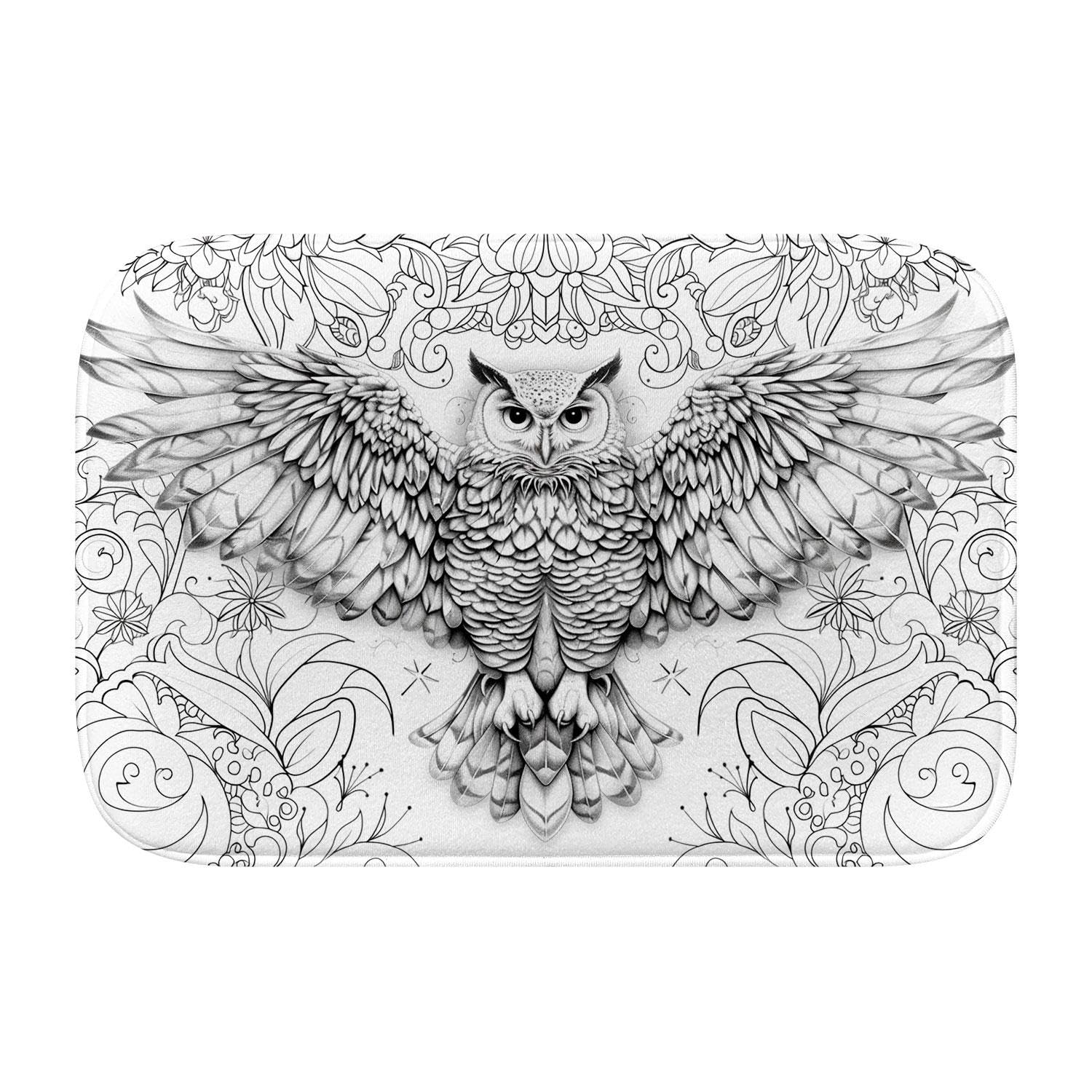 Tapis de bain moderne pour salle de bain vcsfr hibou 781 en mousse à mémoire confortable