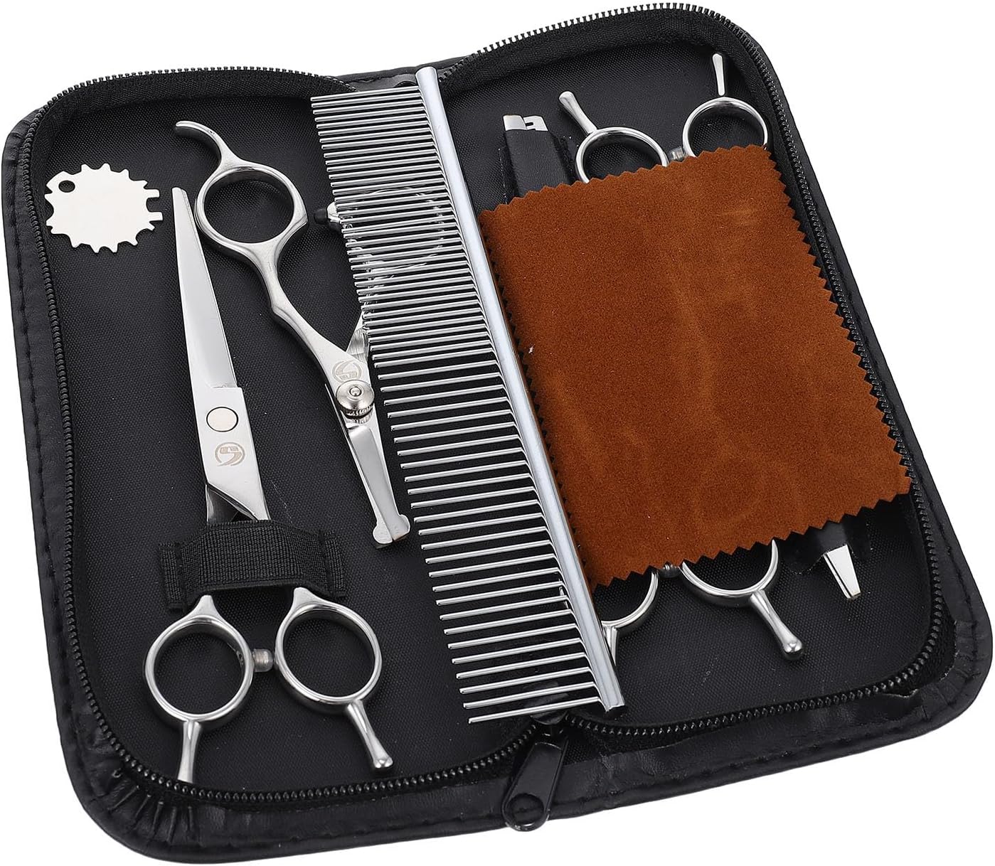 Stainless Steel Dog Grooming Scissors Pet Hairdressing Tools with Rounded Tips for Precise Trimming Suitable for Home and Professional Use