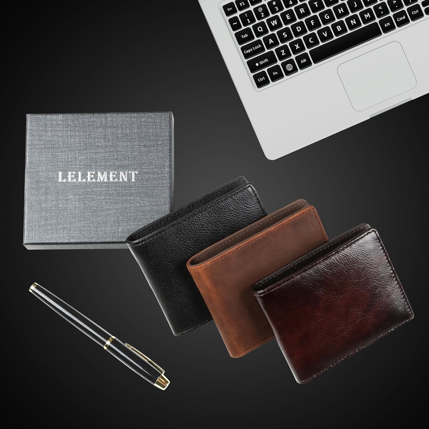LELEMENT Genuine Leather Bifold Wallet for Men – Slim Minimalist Wallet with RFID Blocking, Multiple Card Slots, Cash Pocket – Soft Full-Grain Leather – Gift-Ready Box Included - Image 8
