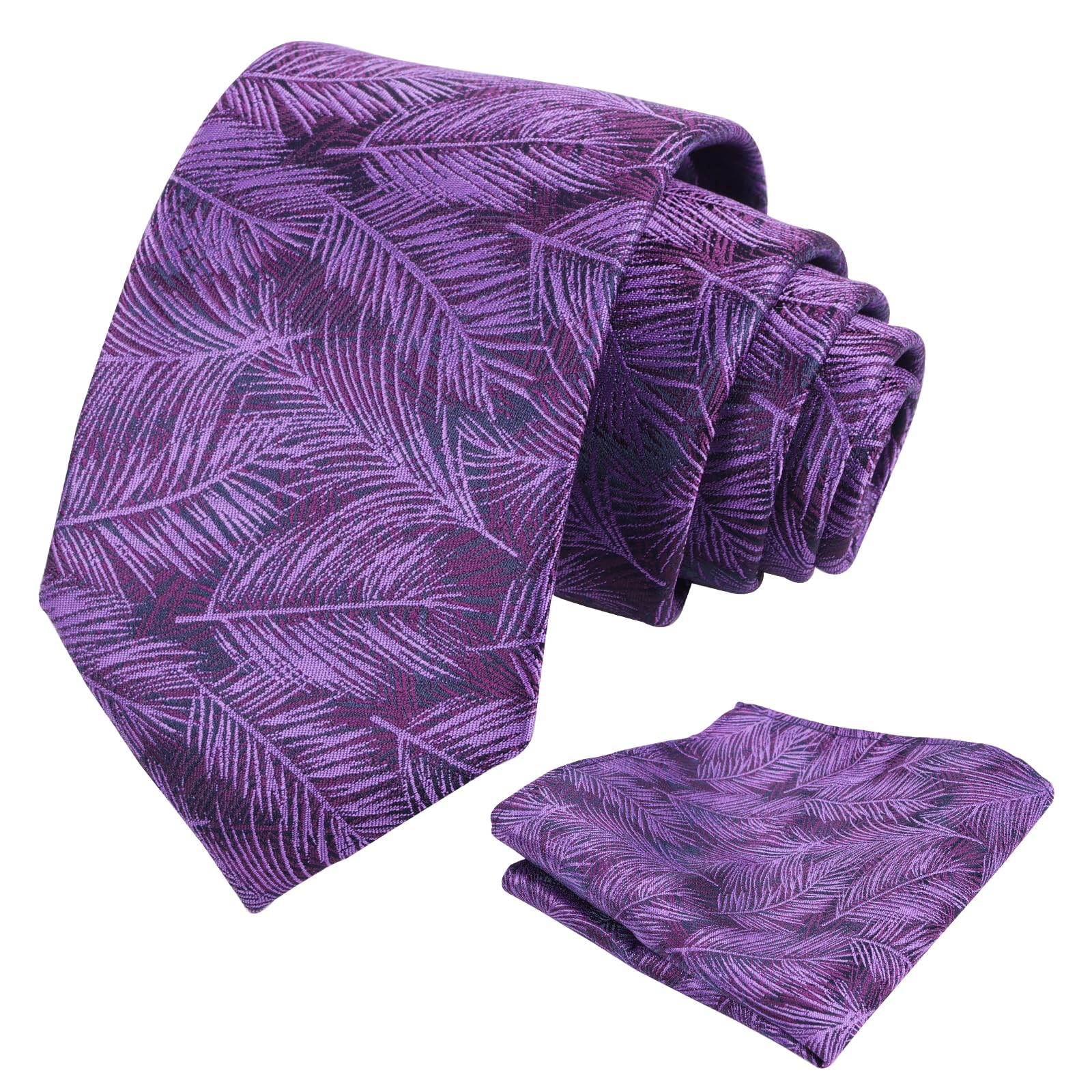 Alizeal Mens 3.15inch Colorful Tie with Botanical Print Pocket Square