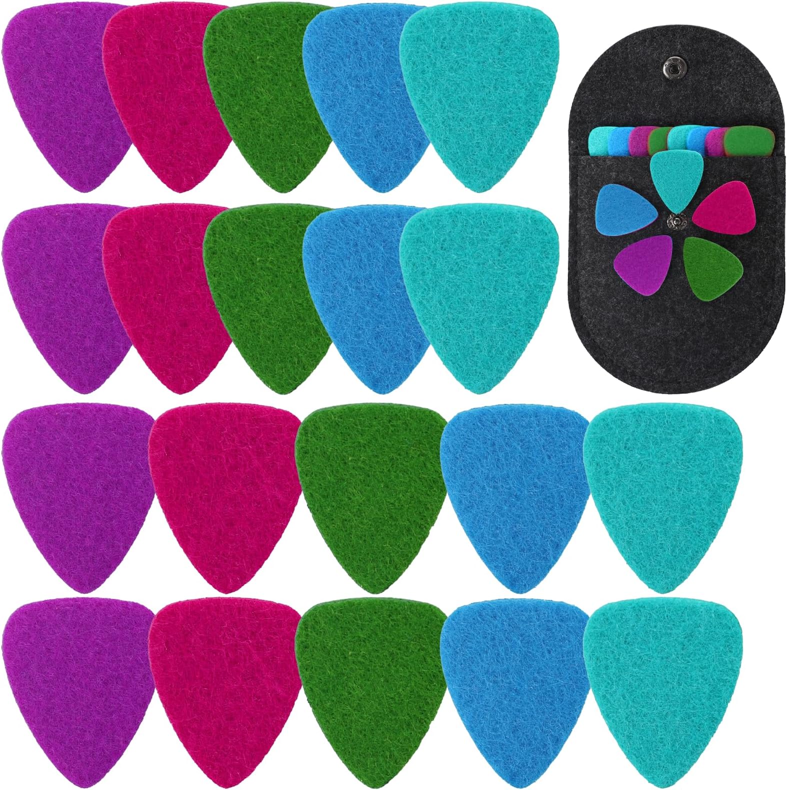 20 PCS Ukulele Felt Picks Soft Plectrums Colorful Ukulele Bass Guitar Felt Picks with Bag for Electric, Acoustic, Guitar Plectrum