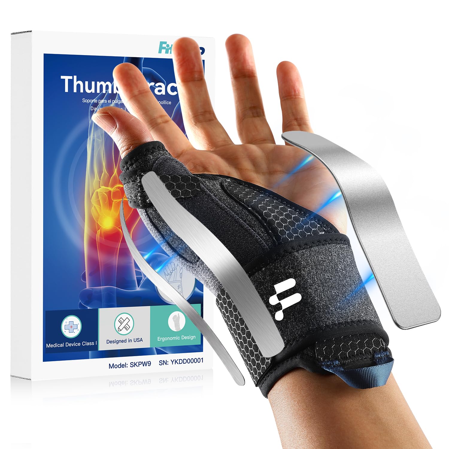 Fitomo Tutore Pollice, Tutore Tunnel Carpale 2 in 1 per Tenosinovite di De Quervains, Artrite, dito a Scatto, Tendinite, Sollievo dal Dolore del Tunnel Carpale e Distorsione del Pollice