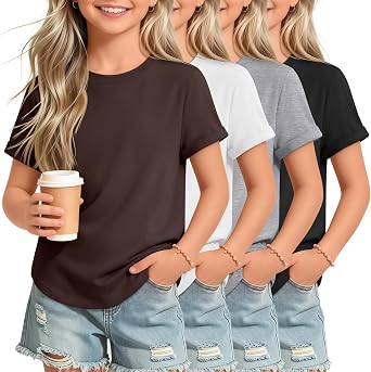 4 Pack Girls Short Sleeve T-Shirts