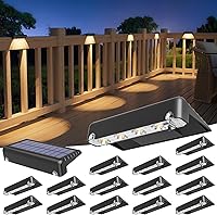 VOLISUN 16 Pack Solar Deck Lights - Bright Warm White LED, IP65 Waterproof for Steps, Fence, Stairs, Deck & Patio (Black)