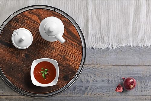 Miniatura 4 de Organizadores Lazy Susan de madera de 10 pulgadas con lados de acero, tocadiscos Lazy Susan para gabinete, almacenamiento de tocadiscos de cocina