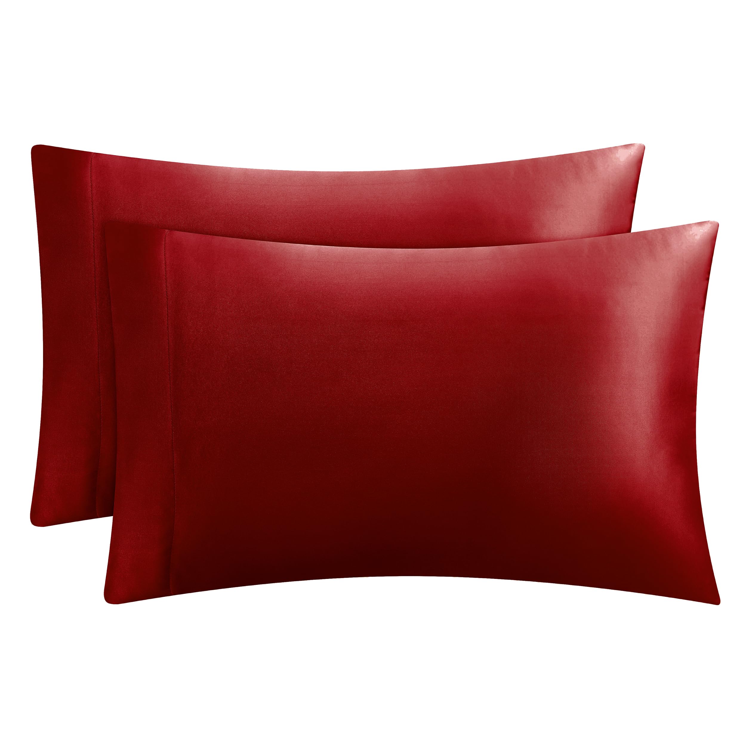 Juicy Couture Satin Pillowcase for Hair and Skin, Red King Size Pillowcase Set of 2 - Silky Cooling Pillow Covers with Envelope Closure