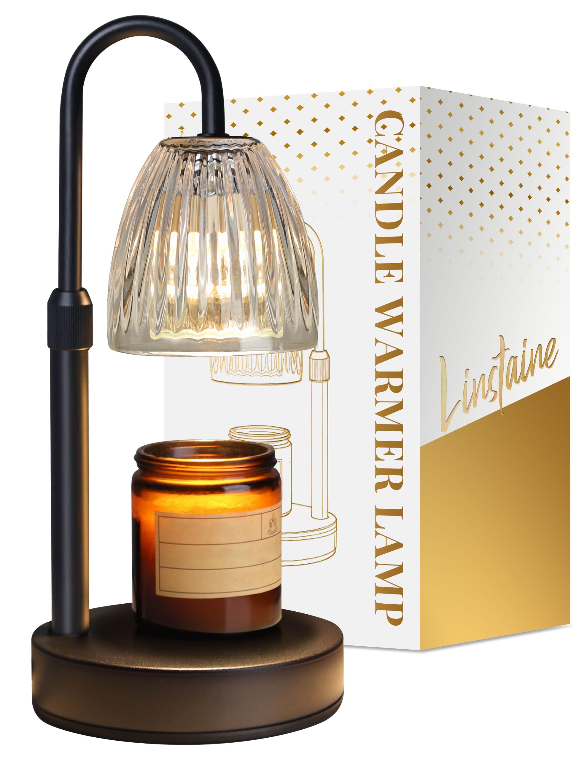 Dimmable Candle Warmer Lamp with Timer Adjustable Height, for Mom, Home Decor Birthday Housewarming Gifts for Women, Modern Electric Wax Melt Warmer for Scented Jar Candles, Black