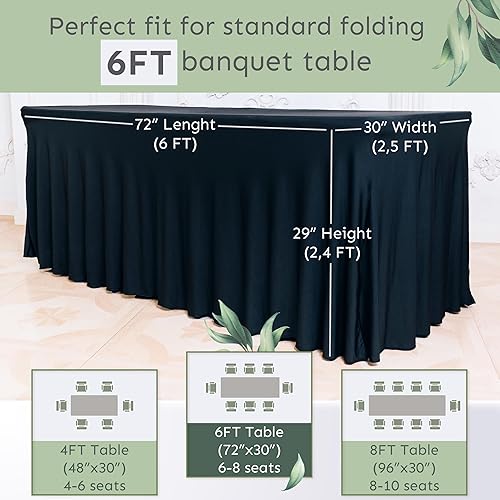Miniatura 4 de Falda de mesa para mesas rectangulares de 6 pies  Fundas de mesa de elastano para mesa estándar de 6 pies  Mantel elástico ajustable de una pieza