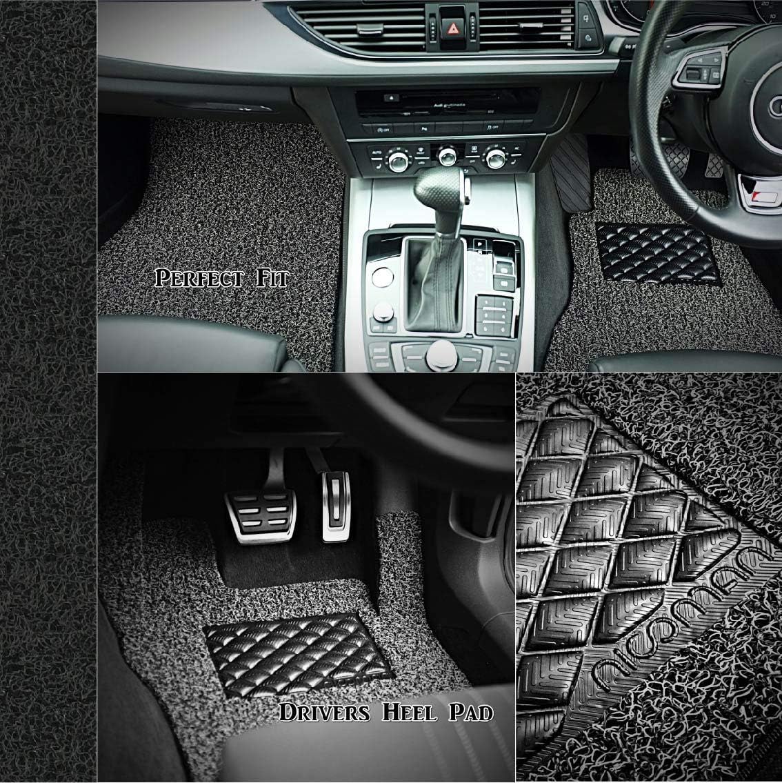 Nicoman UNI-1-CUT-BK-RIGHT All- Weather Spaghetti Coiled PVC Vinyl Loop Gecko Backing Anti-Slip Universal Car Floor Mat(Black, Driver Side 1-Piece), Opt1-BLACK, Opt1-Driver