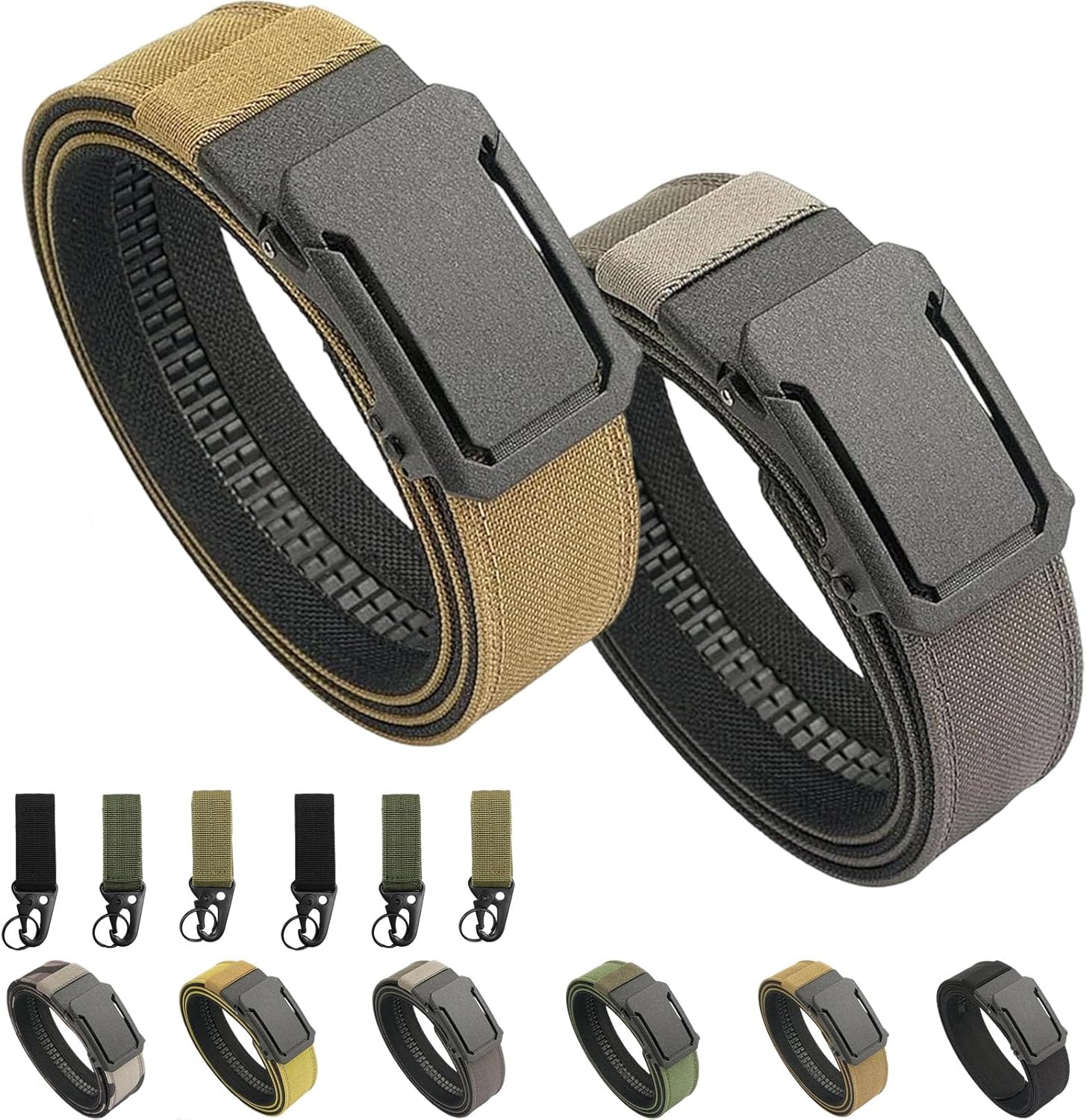 Upgraded Version Thickened Double-Layer Nylon Tactical Belt with Automatic Buckle, Heavy Duty Tactical Ratchet Belts