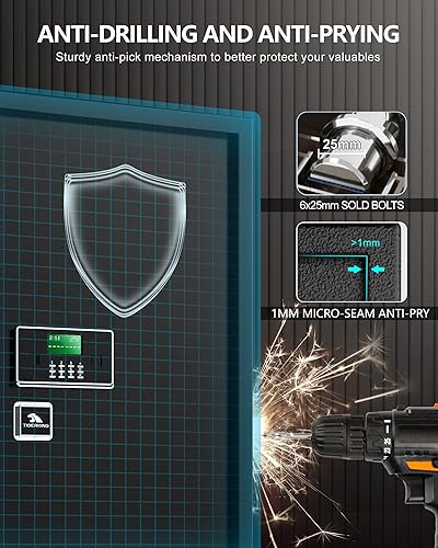 Miniatura 2 de TIGERKING - Caja fuerte extra grande de 7.2 pies cúbicos, caja fuerte para el hogar con doble cerradura de llave de seguridad y caja de bloqueo