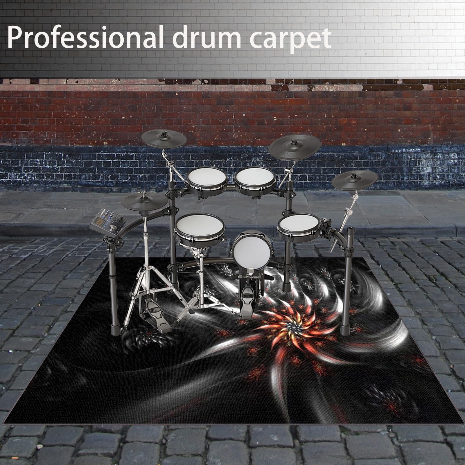 Tappeto Insonorizzato Tamburo, Tappeto Professionale per Batteria e Strumenti a Percussione Elettronici, Tappeti Rettangolari Antiscivolo per Grancassa Tamburo Rullante 180 x 160 cm