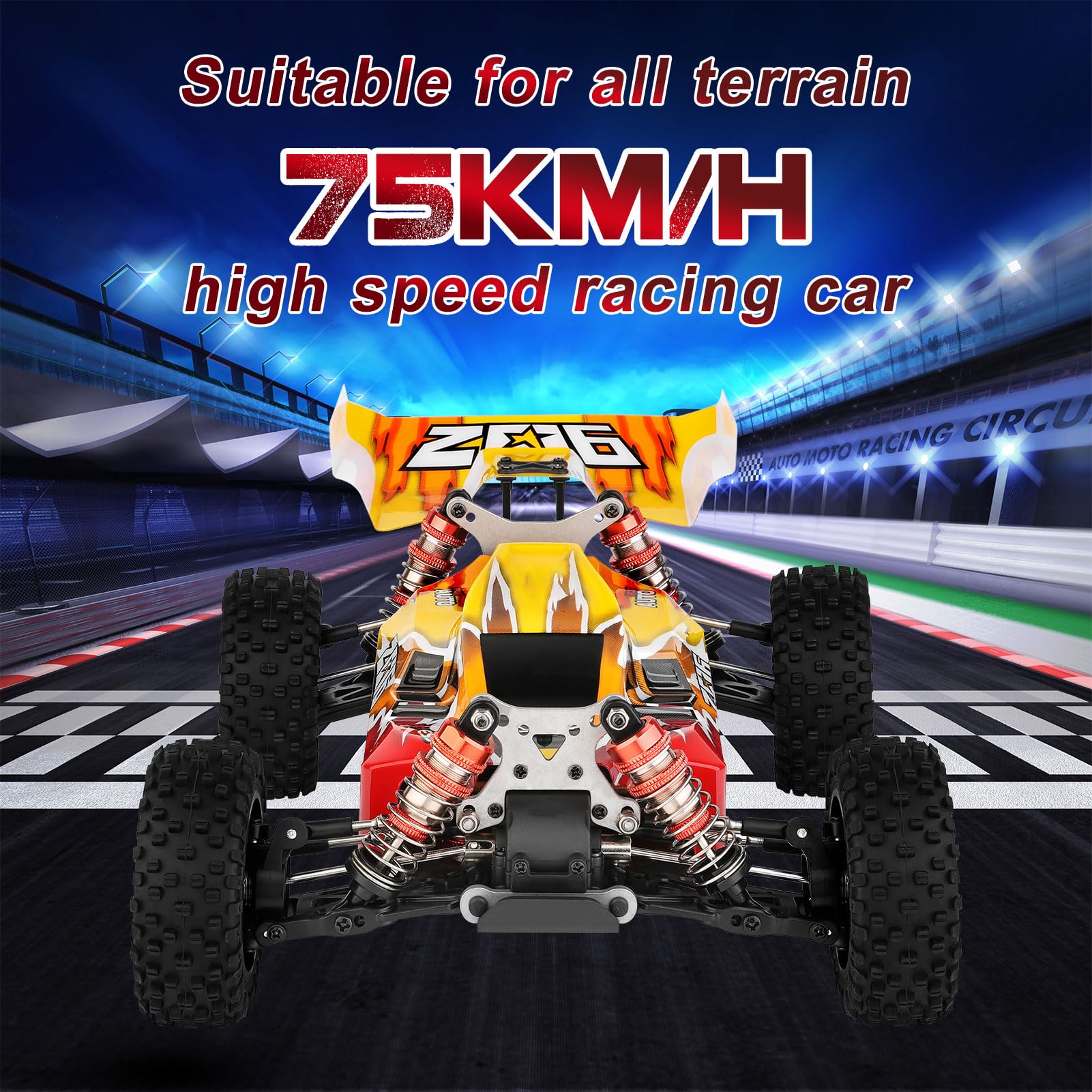Goolsky XKS 144010 zdalnie sterowany samochód, 75 km/h RC Auto Offroad, Crawler 1/14 2,4 GHz RC Car, samochód wyścigowy, napęd na wszystkie koła, RTR z metalową obudową
