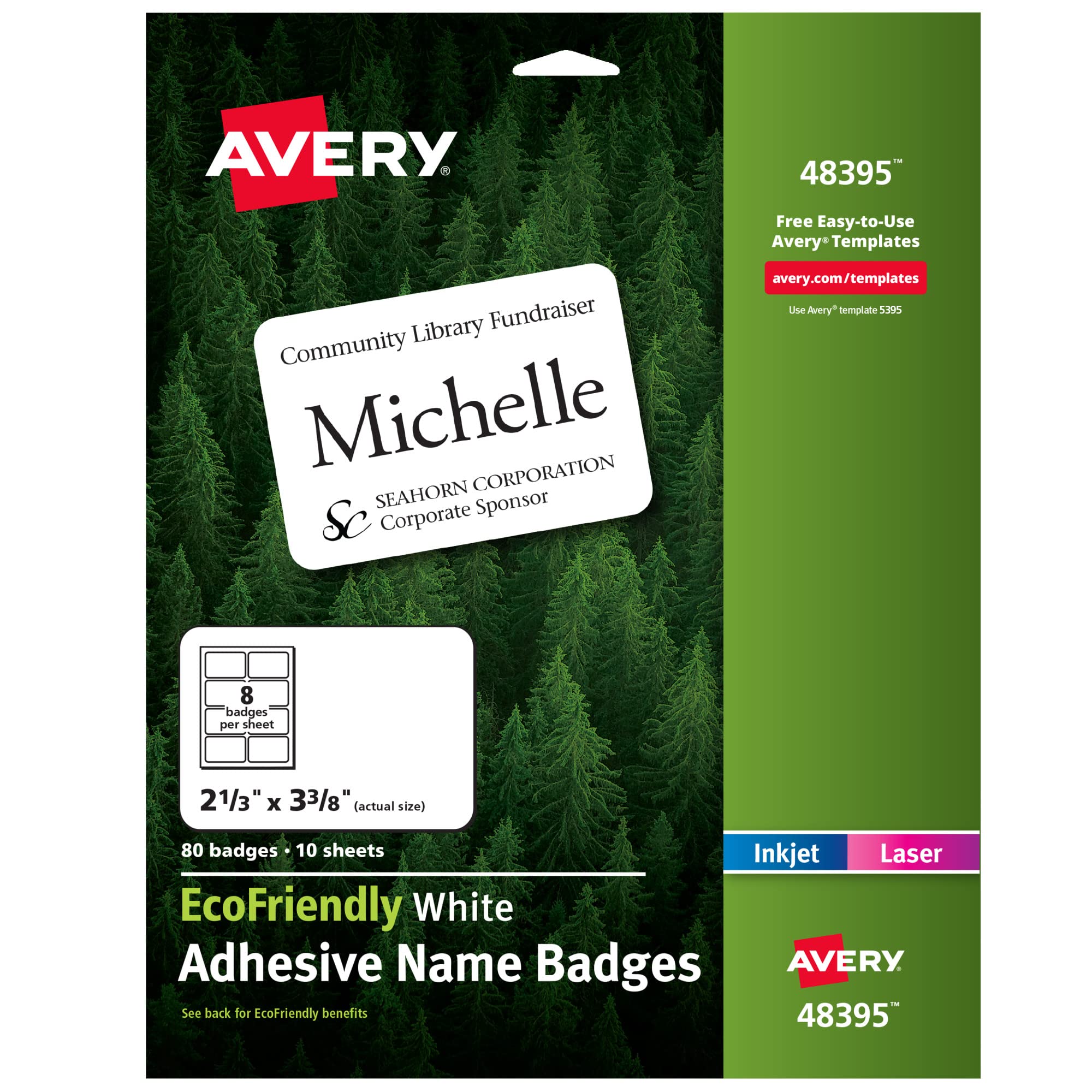 Buy Avery EcoFriendly Printable Name Tags White 80 Removable Name 