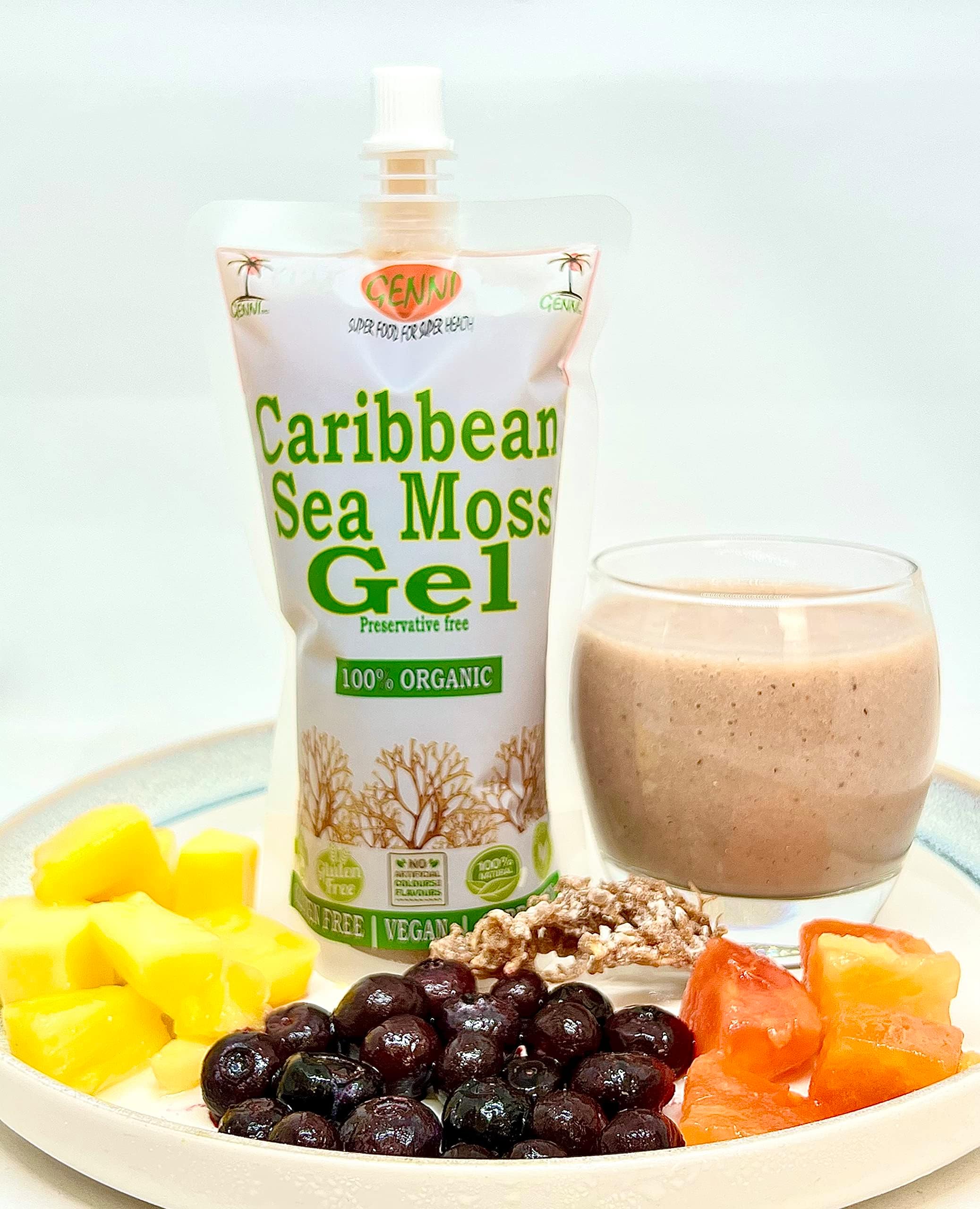 2 x 250ml Pouches of Caribbean Sea Moss Gel, with a hint of Nutmeg & Cinnamon