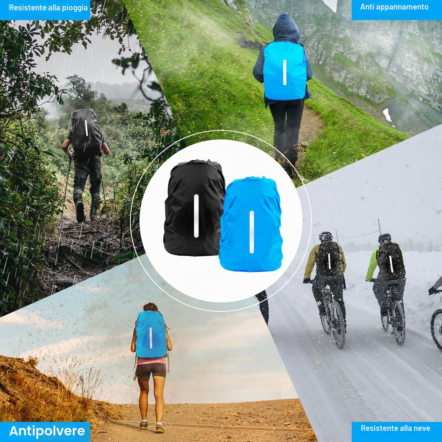 LAMA Parapioggia per Zaino, 2 Pacchi Impermeabile Outdoor Zaino Parapioggia Reflective Copri Zaino per Pioggia/Anti Polvere/Antifurto/Bicycling/Escursionismo/Campeggio/in Viaggio/Outdoor attività