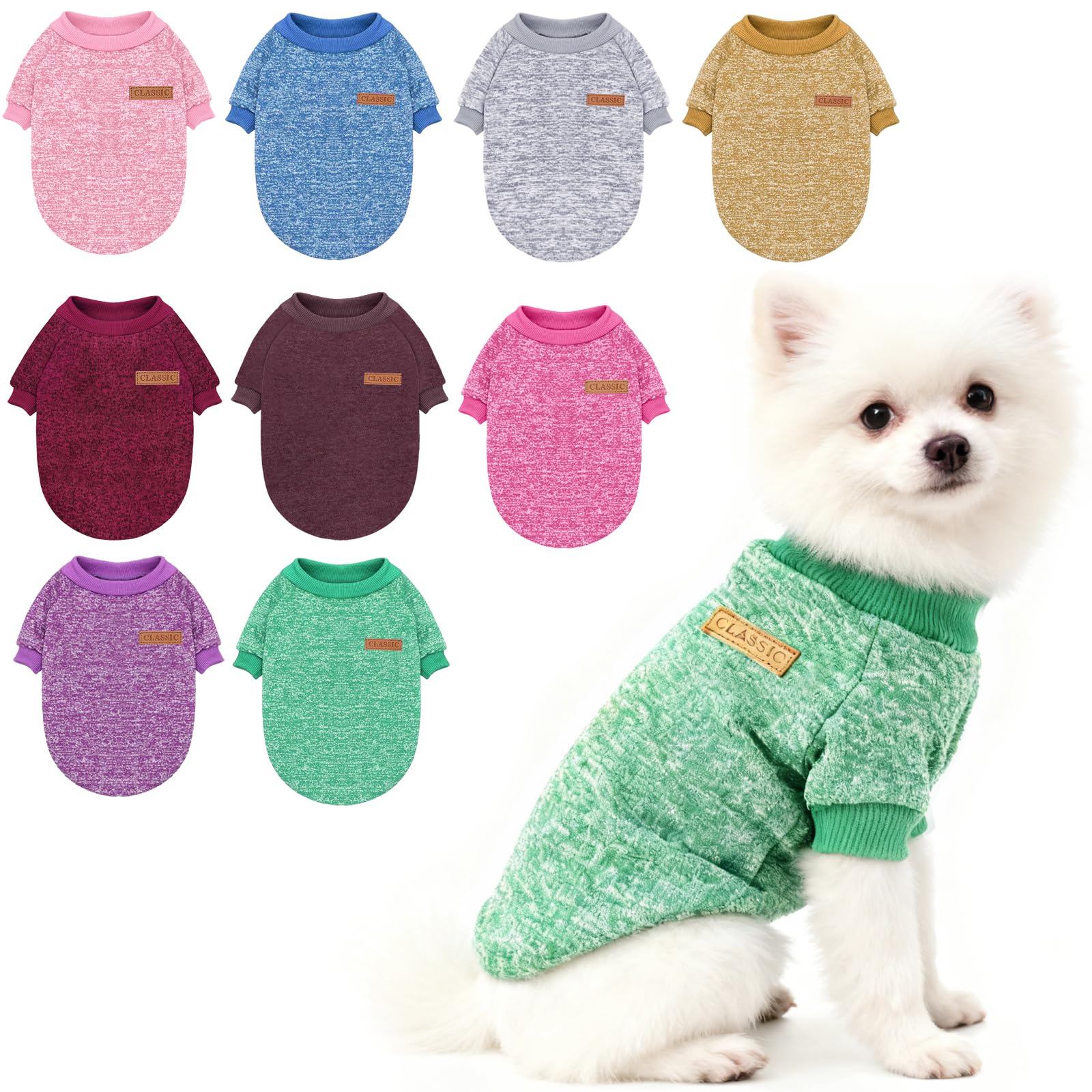 Idepet Pet Dog Classic Knitwear Sweater Fleece Coat Thickening Warm Pup Dogs Shirt Winter Pet Dog Cat Clothes Puppy Customes Clothing for Small Dogs (