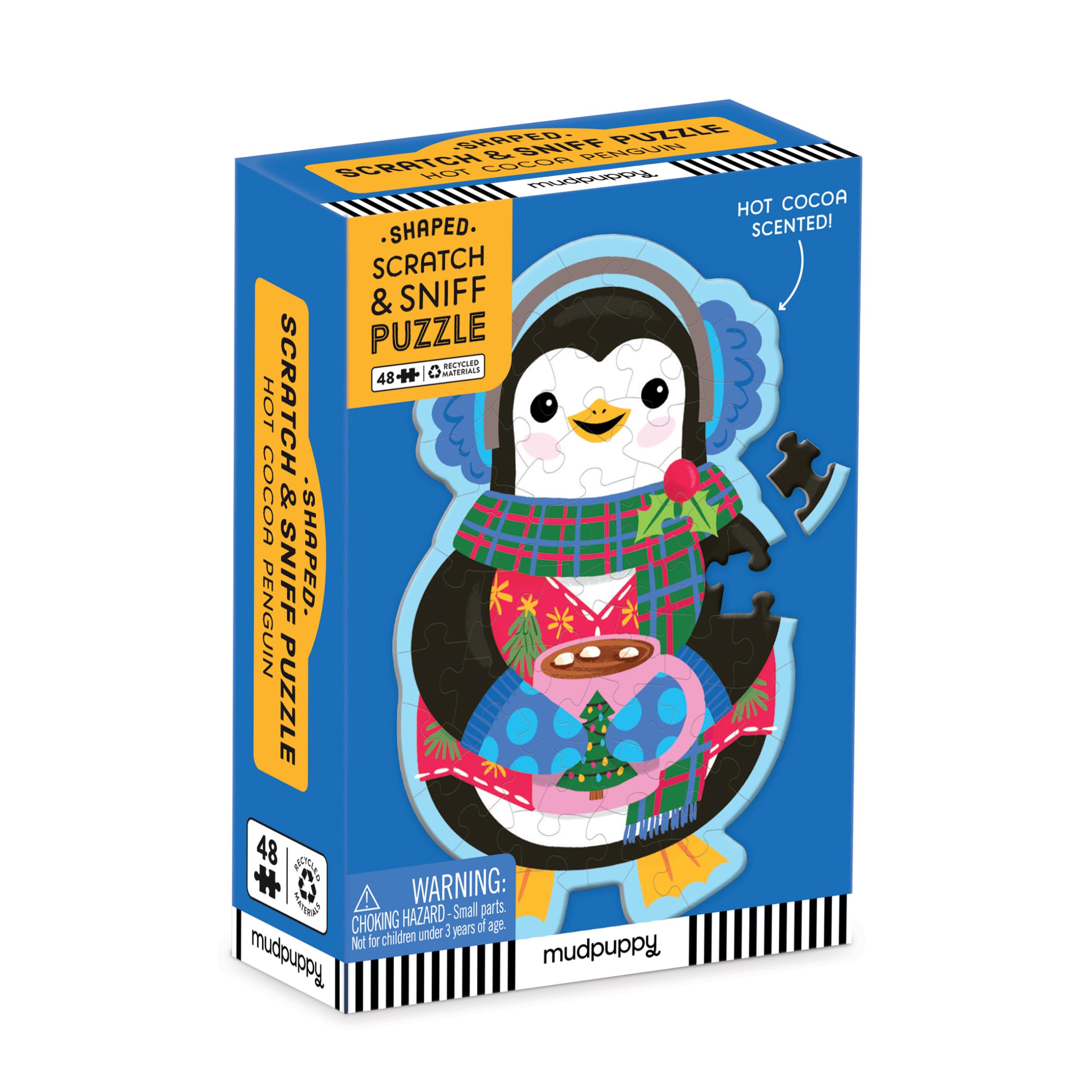 Mudpuppy Hot Cocoa Penguin - 48 Piece Mini Scratch & Sniff Puzzle with Colorful and Fun Illustrations of A Cozy Winter Penguin and Scented Puzzle Pieces