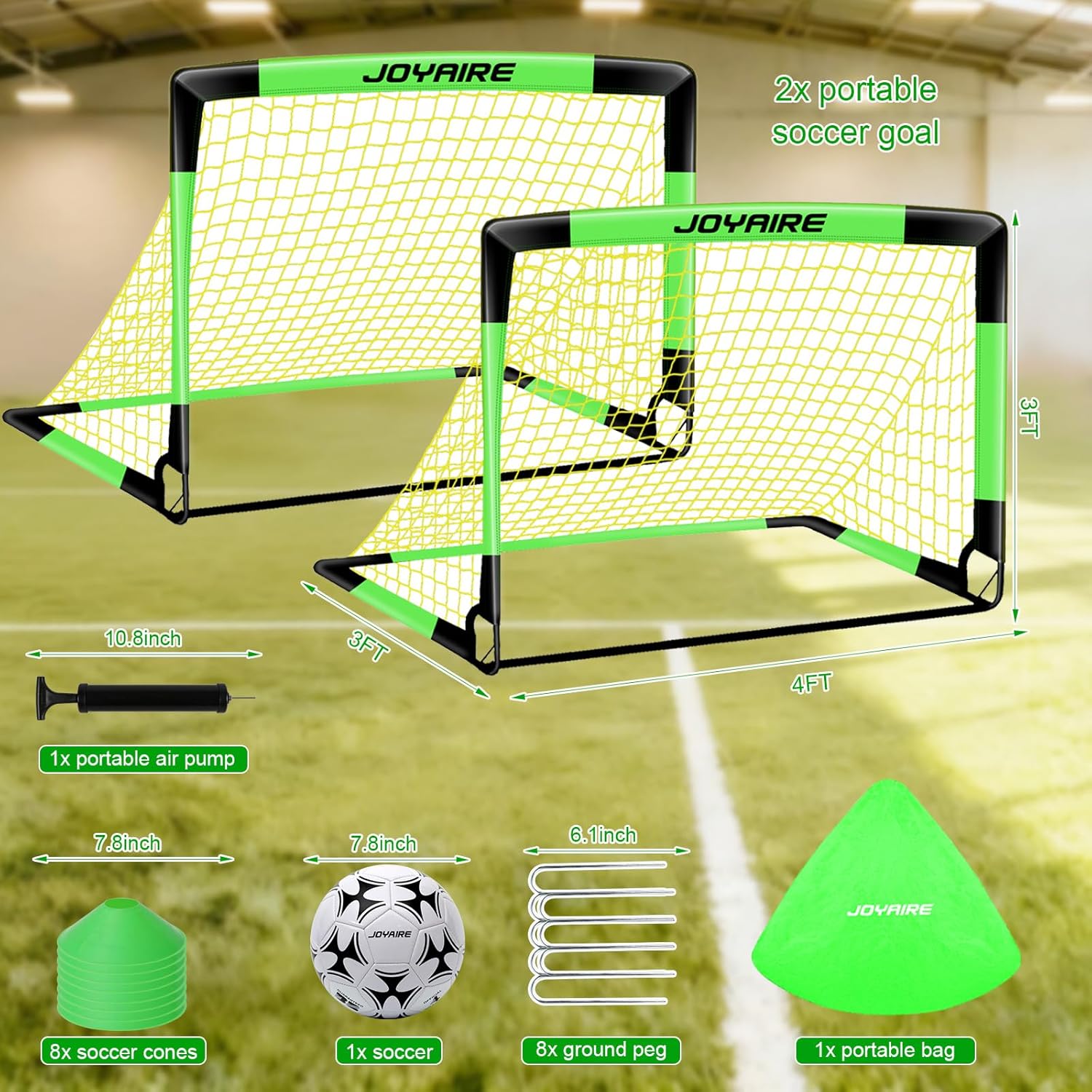 Pro-Grade Kids Backyard Soccer Goal, Tear-Resistant 5-Layer Polyester Soccer Net & 10mm Poles for Maximum Durability, 4x3ft/6x4ft/7x5ft, Portable Pop Up Soccer Training Equipment Set with Size 4 Ball