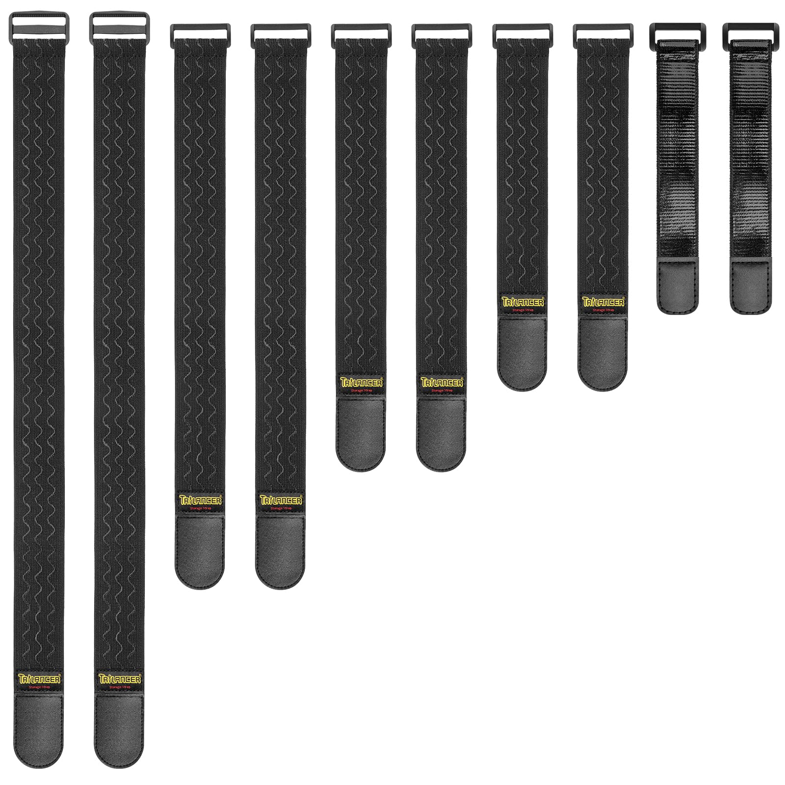 Trilancer Cinghie Elastiche con Antiscivolo – Set da 10 Fascette Riutilizzabili di 5 Misure Diverse – Fascette a Strappo per Prolunghe, Cavi, Corde, Tubi Flessibili, Camper o Come Stringi Pantaloni