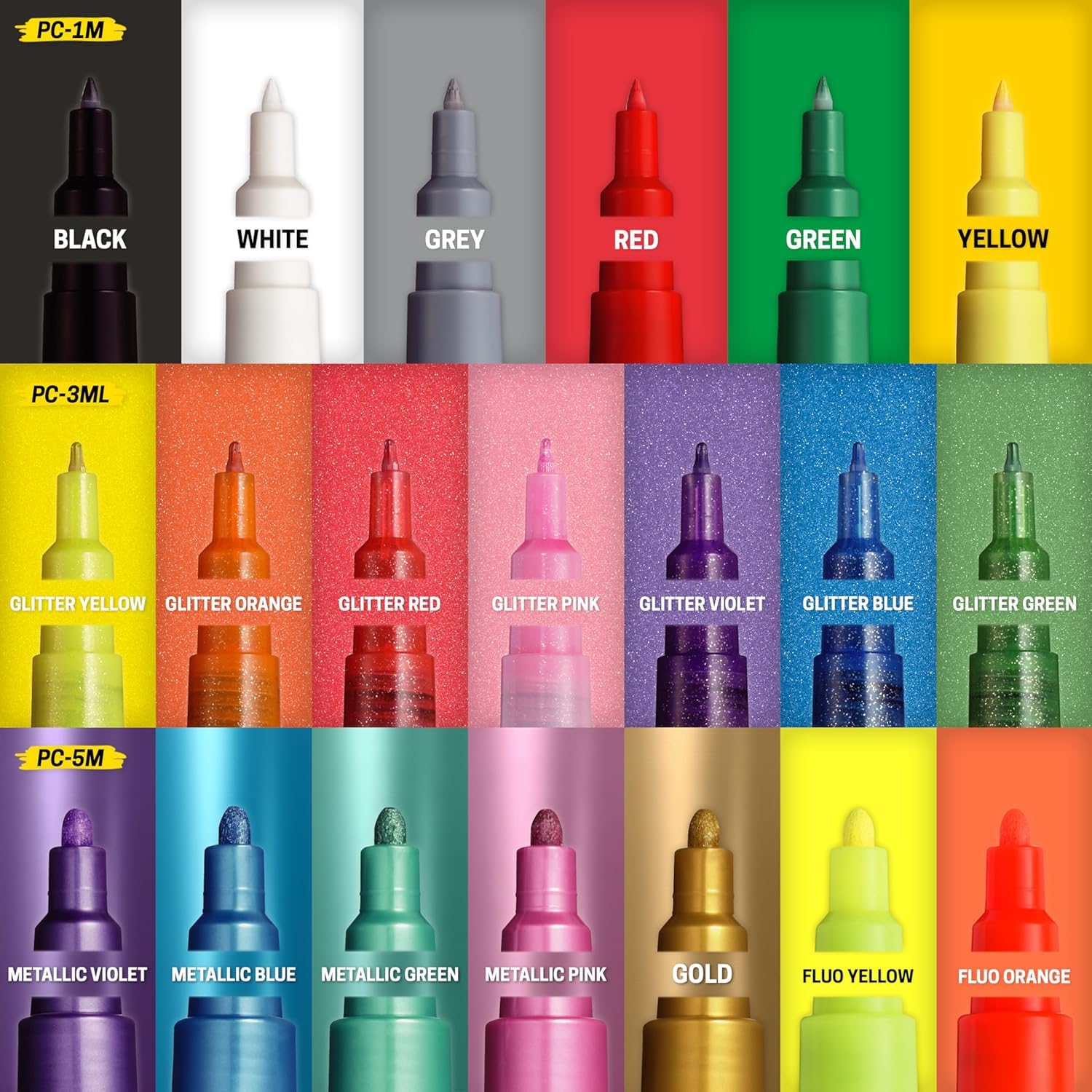 Uni-Ball 186831 - POSCA Marker Zestaw 20 długopisów akrylowych w etui, Marker Set Groovy Colours, końcówka PWE5M 1,8-2,5 mm
