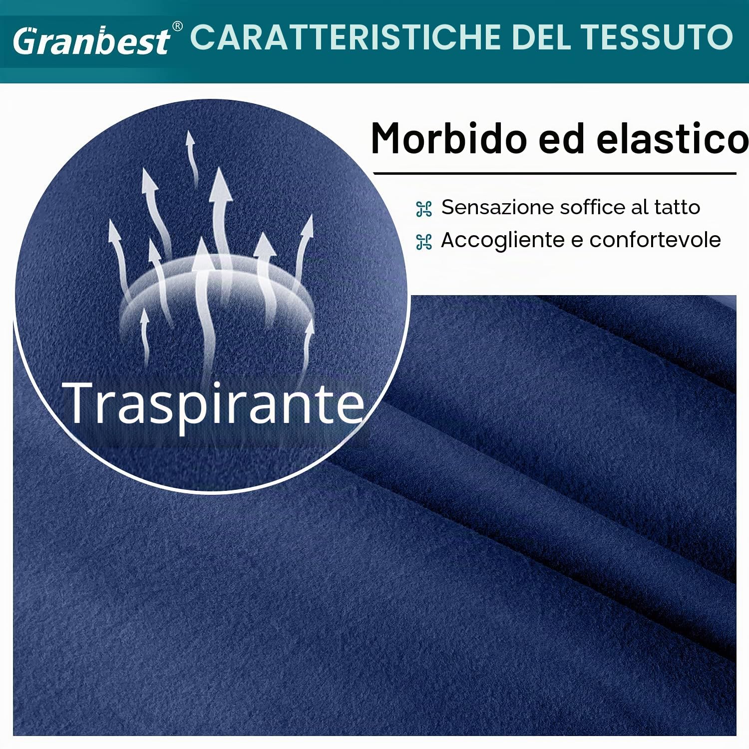 Granbest Copridivano a 3 posti, super morbido, in elastan, per cani e animali domestici, con fondo elastico (3 posti, blu scuro)