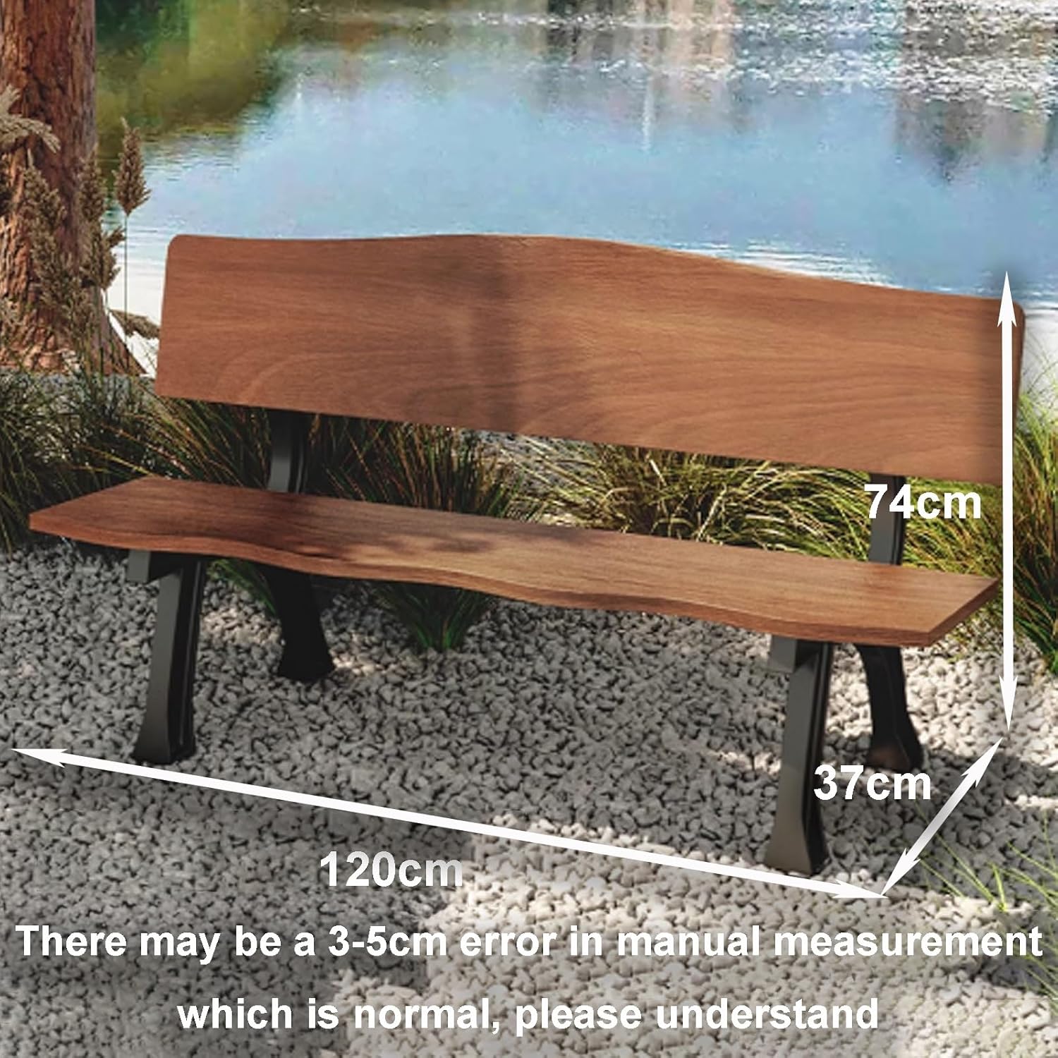 Garden Bench, Park Benches, Porch Bench Seat, Bench Outdoor Weatherproof, Patio Bench Wood + Cast Aluminum for Entryway, Deck, Sunroom(Blue,120x37x74cm)